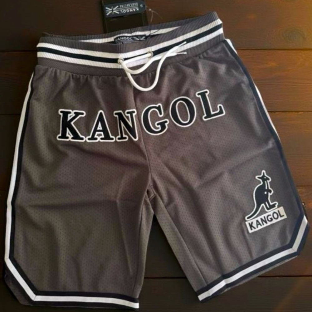 Kangol Dark Gray Mesh Sports Shorts Mens S Logo Streetwear BNWT Casual
